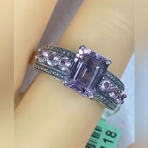 Chuck Clemency STS Amethyst Gemstone Sterling Silver 925 Ring  Sz 9.1/2